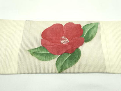 平和屋着物＊夏物　九寸名古屋帯　牡丹　銀糸　正絹　逸品　CABG7349rv