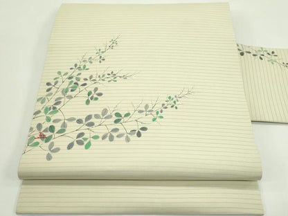 平和屋着物＊夏物　絽塩瀬　九寸名古屋帯　作家物　手描き　萩　正絹　逸品　未使用　CABG7351rv