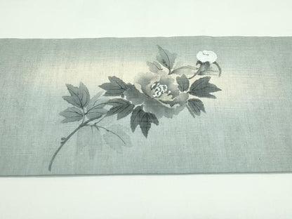 平和屋着物＊夏物　九寸名古屋帯　手描き　牡丹　正絹　逸品　CABG7353rv