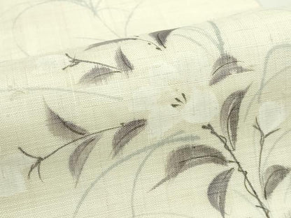 平和屋着物＊夏物　九寸名古屋帯　手描き　草花文　麻　逸品　CABG7355rv