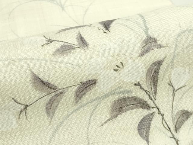 平和屋着物＊夏物　九寸名古屋帯　手描き　草花文　麻　逸品　CABG7355rv