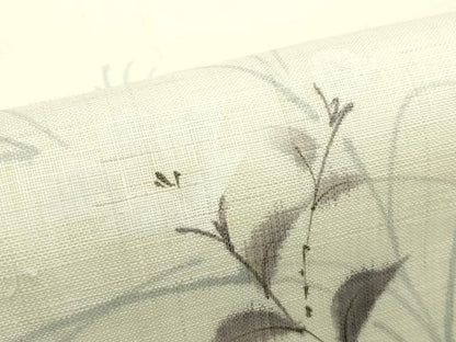 平和屋着物＊夏物　九寸名古屋帯　手描き　草花文　麻　逸品　CABG7355rv