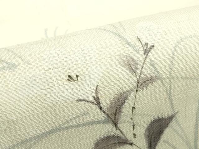 平和屋着物＊夏物　九寸名古屋帯　手描き　草花文　麻　逸品　CABG7355rv