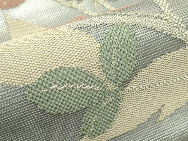 平和屋着物＊夏物 太鼓柄袋帯 萩 金銀糸 正絹 逸品 CABG7357rv