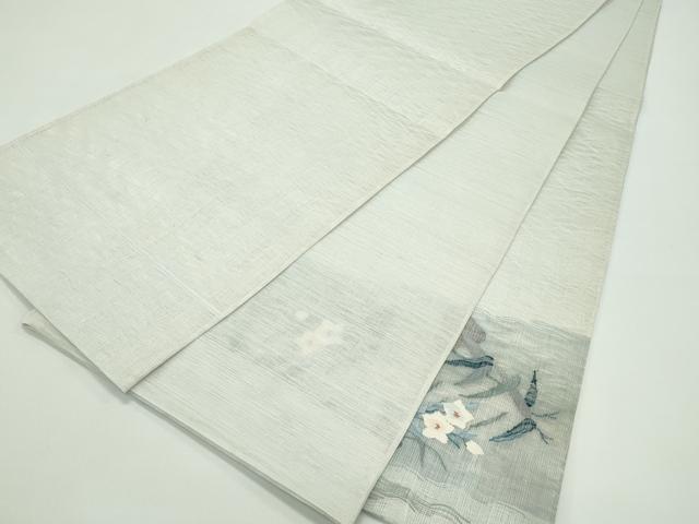 平和屋着物＊夏物 太鼓柄袋帯 すくい織 桔梗 筏 金糸 正絹 逸品 未使用 CABG7360rv