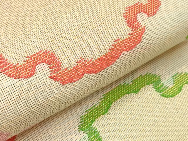 平和屋着物＊夏物 織物一筋名門 織悦 全通柄 本袋帯 雪輪文様 金糸 正絹 逸品 CABG7364rv