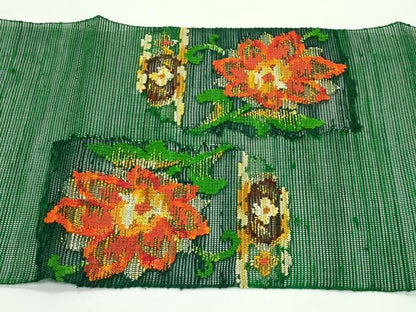 平和屋着物＊夏物　八寸名古屋帯　花唐草文　正絹　逸品　CABG7367rv