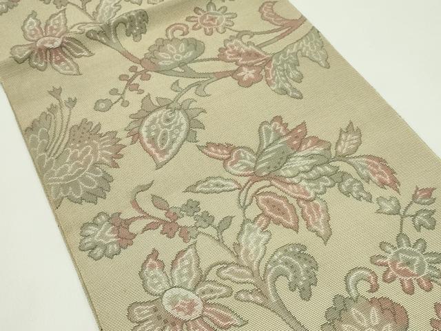 平和屋着物＊夏物　八寸名古屋帯　更紗花文　正絹　逸品　CABG7369rv