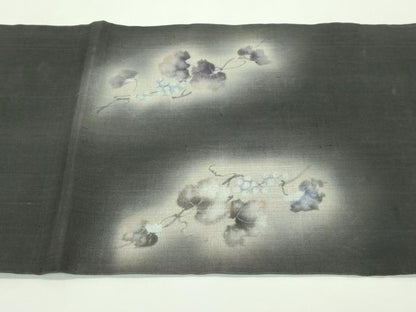 平和屋着物＊夏物　九寸開き名古屋帯　手描き　葡萄蔦の葉文　正絹　逸品　CABG7379rv