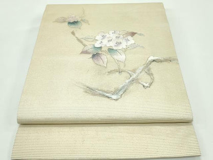 平和屋着物＊夏物　九寸開き名古屋帯　刺繍　枝花文　金銀彩　正絹　逸品　CABG7380rv