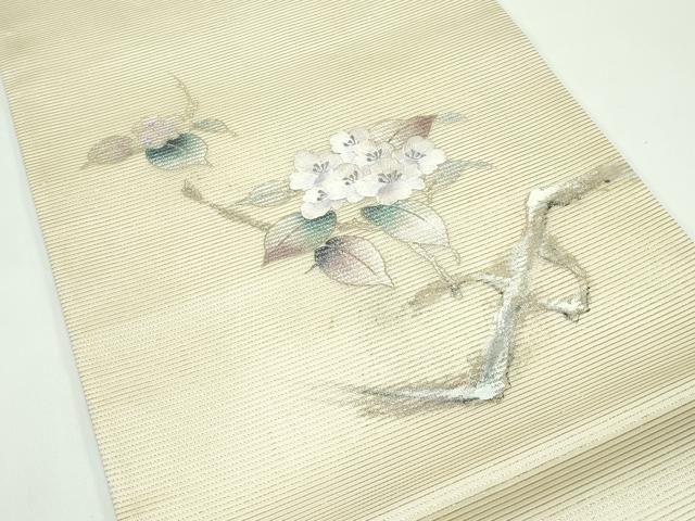 平和屋着物＊夏物　九寸開き名古屋帯　刺繍　枝花文　金銀彩　正絹　逸品　CABG7380rv