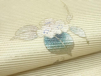 平和屋着物＊夏物　九寸開き名古屋帯　刺繍　枝花文　金銀彩　正絹　逸品　CABG7380rv