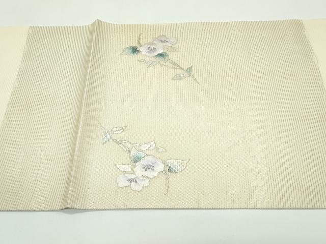 平和屋着物＊夏物　九寸開き名古屋帯　刺繍　枝花文　金銀彩　正絹　逸品　CABG7380rv