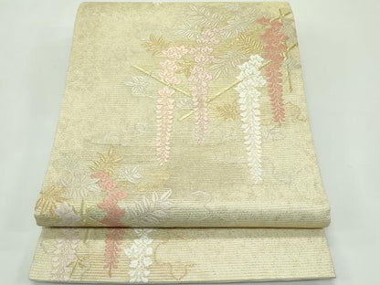 平和屋着物＊夏物 六通柄袋帯 唐織 彩藤棚文 金糸 正絹 逸品 未使用 CABG7385rv