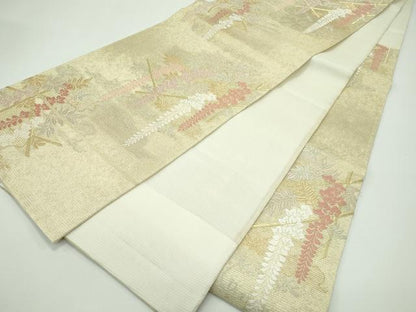 平和屋着物＊夏物 六通柄袋帯 唐織 彩藤棚文 金糸 正絹 逸品 未使用 CABG7385rv