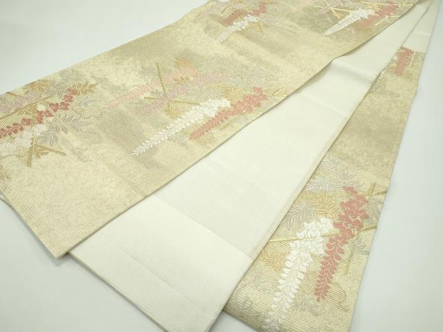 平和屋着物＊夏物 六通柄袋帯 唐織 彩藤棚文 金糸 正絹 逸品 未使用 CABG7385rv