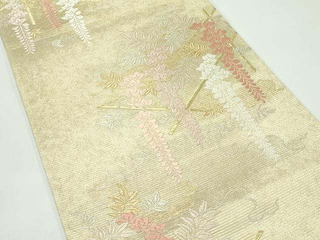 平和屋着物＊夏物 六通柄袋帯 唐織 彩藤棚文 金糸 正絹 逸品 未使用 CABG7385rv