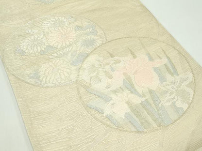 平和屋着物＊夏物 六通柄袋帯 秋草丸文 金銀糸 正絹 逸品 CABG7387rv