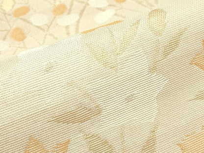 平和屋着物＊夏物 六通柄袋帯 桔梗 萩 金糸 正絹 逸品 未使用 CABG7388rv