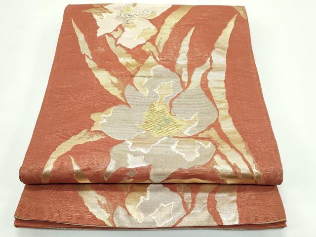 平和屋着物＊夏物 六通柄袋帯 草花文 金糸 正絹 逸品 CABG7392rv