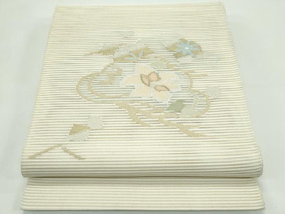 平和屋着物＊夏物 太鼓柄袋帯 絽綴れ 草花文 金銀糸 正絹 逸品 CABG7394rv