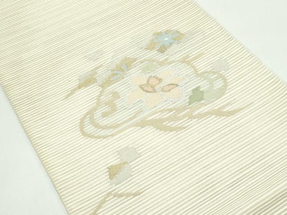 平和屋着物＊夏物 太鼓柄袋帯 絽綴れ 草花文 金銀糸 正絹 逸品 CABG7394rv