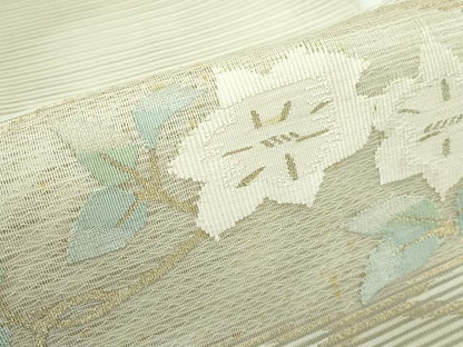 平和屋着物＊夏物　八寸名古屋帯　絽綴れ　草花文　金糸　正絹　逸品　CABG7397rv