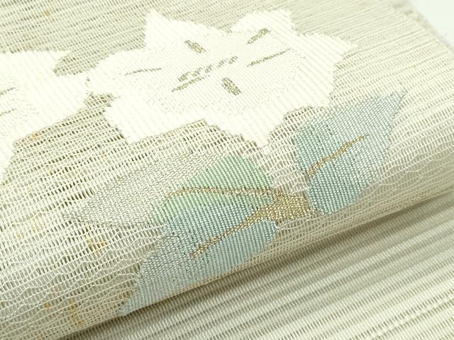 平和屋着物＊夏物　八寸名古屋帯　絽綴れ　草花文　金糸　正絹　逸品　CABG7397rv
