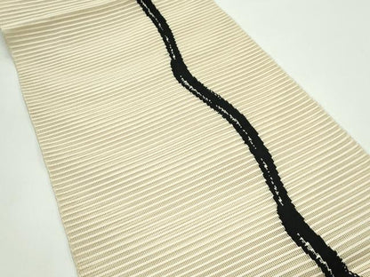平和屋着物＊夏物　八寸名古屋帯　絽綴れ　よろけ縞　正絹　逸品　CABG7398rv