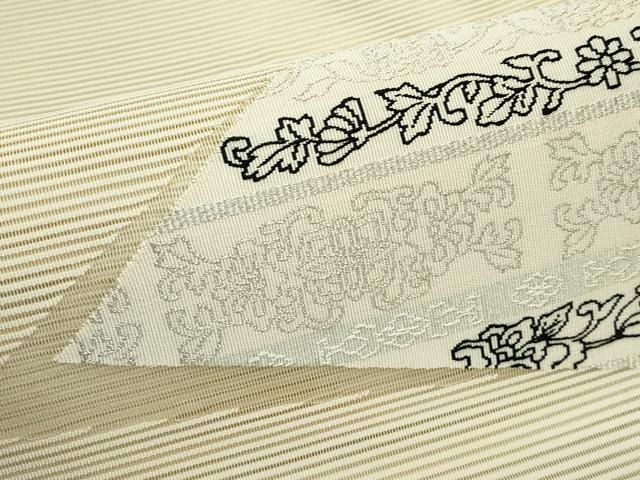 平和屋着物＊夏物　八寸名古屋帯　絽綴れ　花唐草文　銀糸　正絹　逸品　CABG7399rv