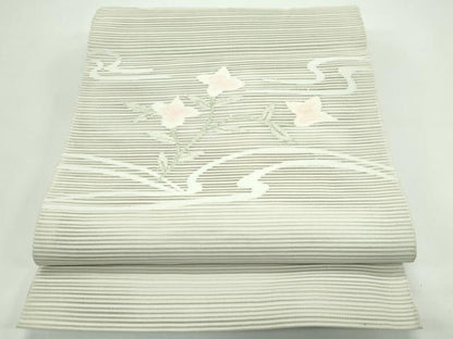 平和屋着物＊夏物　八寸名古屋帯　絽綴れ　草花文　銀糸　正絹　逸品　CABG7400rv