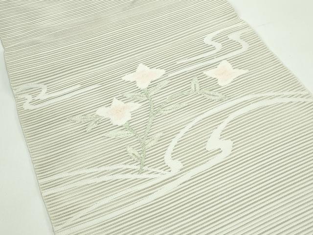 平和屋着物＊夏物　八寸名古屋帯　絽綴れ　草花文　銀糸　正絹　逸品　CABG7400rv