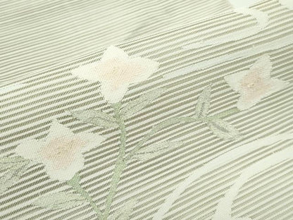 平和屋着物＊夏物　八寸名古屋帯　絽綴れ　草花文　銀糸　正絹　逸品　CABG7400rv