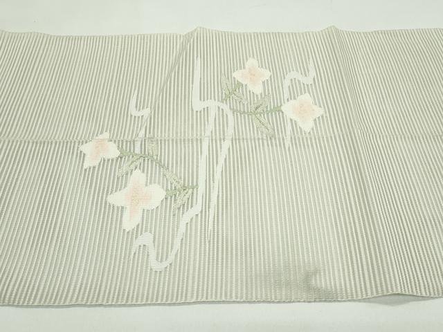 平和屋着物＊夏物　八寸名古屋帯　絽綴れ　草花文　銀糸　正絹　逸品　CABG7400rv