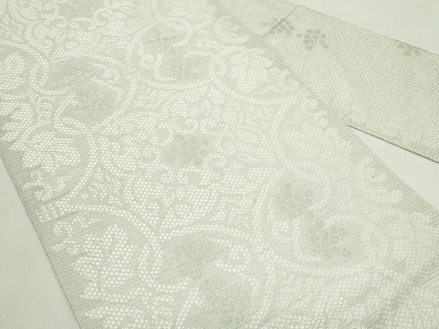 平和屋着物＊夏物　八寸名古屋帯　正倉院葡萄唐草文　銀糸　正絹　逸品　CABG7401rv