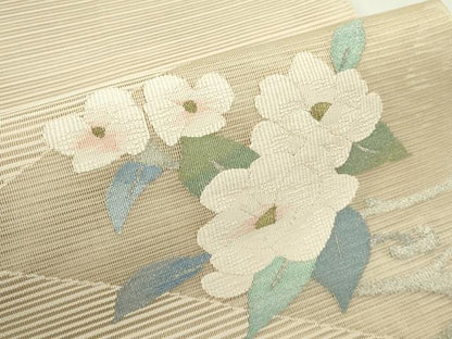 平和屋着物＊夏物　八寸名古屋帯　絽綴れ　枝花文　金銀糸　正絹　逸品　CABG7403rv