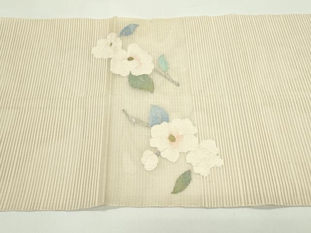 平和屋着物＊夏物　八寸名古屋帯　絽綴れ　枝花文　金銀糸　正絹　逸品　CABG7403rv