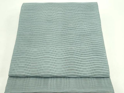 平和屋着物＊夏物　八寸名古屋帯　絽綴れ　よろけ縞　湊鼠色　正絹　逸品　CABG7404rv