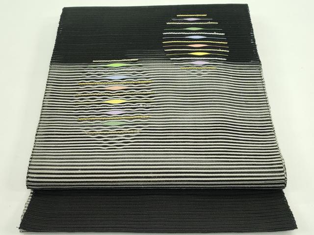 平和屋着物＊夏物　八寸名古屋帯　絽綴れ　幾何学文様　正絹　逸品　CABG7405rv