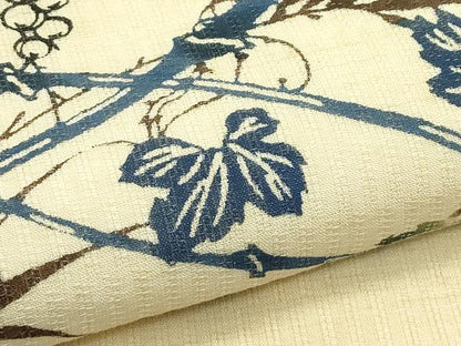 平和屋着物＊夏物　本場琉球紅型　琉球びんがた　知念紅型研究所　知念貞男　九寸名古屋帯　蔦の葉文　正絹　逸品　CABG7406rv