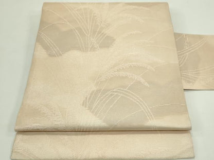 平和屋着物＊夏物　九寸名古屋帯　草木文　金銀糸　正絹　逸品　CABG7408rv