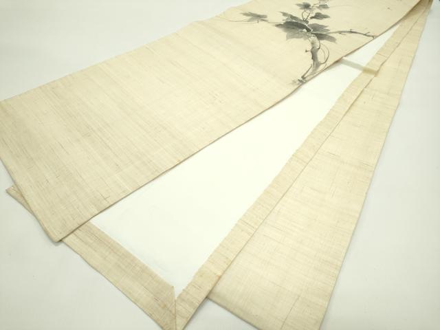 平和屋着物＊夏物　九寸開き名古屋帯　手描き　蔦の葉文　麻　逸品　CABG7410rv