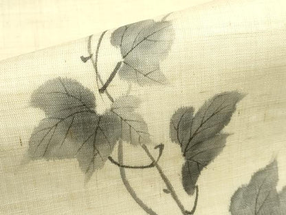 平和屋着物＊夏物　九寸開き名古屋帯　手描き　蔦の葉文　麻　逸品　CABG7410rv
