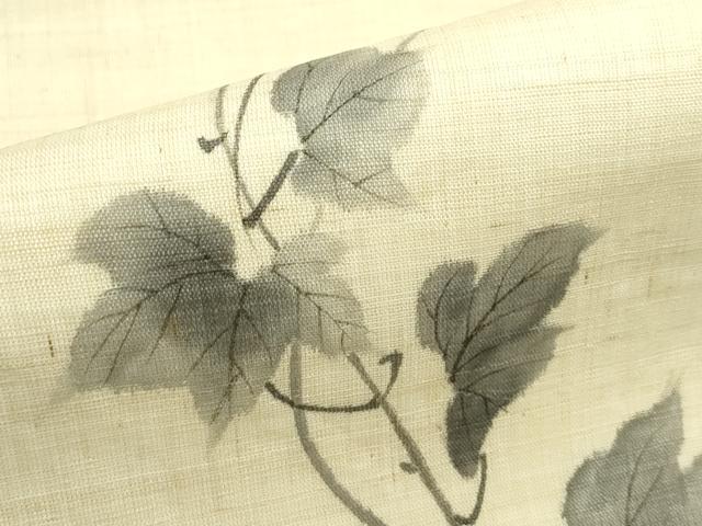 平和屋着物＊夏物　九寸開き名古屋帯　手描き　蔦の葉文　麻　逸品　CABG7410rv