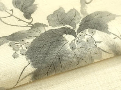 平和屋着物＊夏物　九寸開き名古屋帯　手描き　蔦の葉文　麻　逸品　CABG7410rv