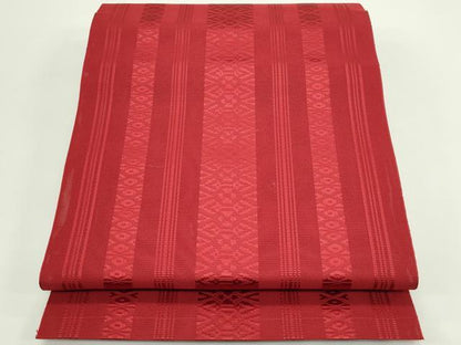 平和屋着物＊夏物　博多織　八寸名古屋帯　紗献上　紅海老茶色　逸品　CABG7412rv