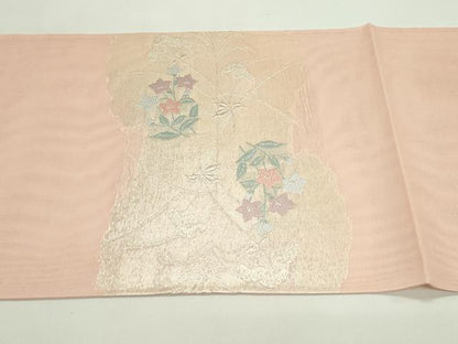 平和屋着物＊夏物 太鼓柄袋帯 唐織 秋草文 金銀糸 正絹 逸品 CABG7418rv