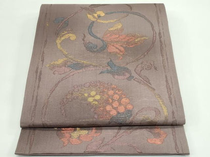 平和屋着物＊夏物 六通柄袋帯 葡萄蔦の葉文 金糸 正絹 逸品 CABG7421rv