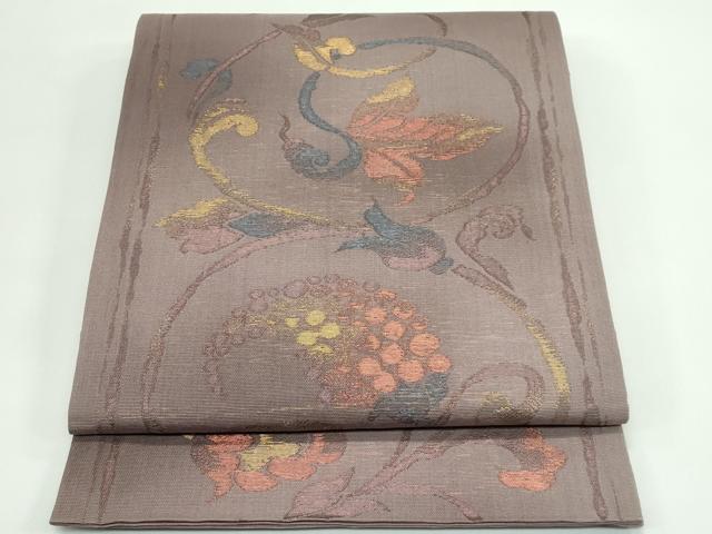 平和屋着物＊夏物 六通柄袋帯 葡萄蔦の葉文 金糸 正絹 逸品 CABG7421rv