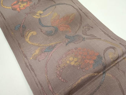 平和屋着物＊夏物 六通柄袋帯 葡萄蔦の葉文 金糸 正絹 逸品 CABG7421rv
